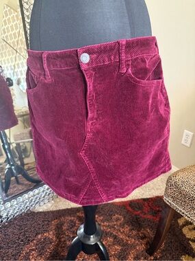 SO Wine Corduroy Mini Skirt